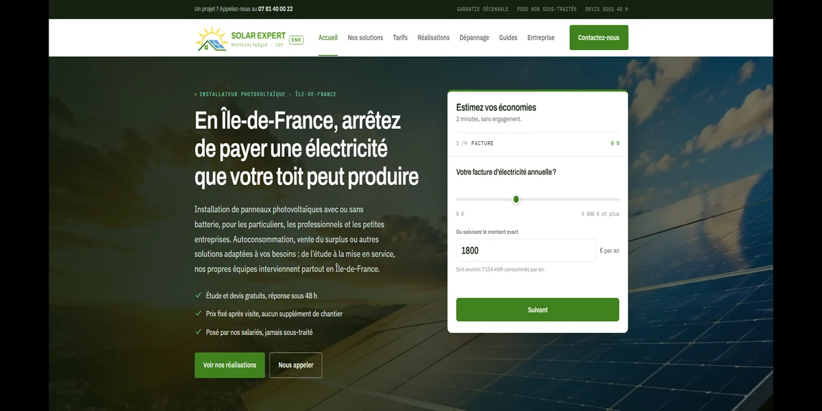Aperçu du site Solar Expert ENR